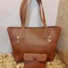 *Tan/Caramel Structured Tote + Matching Pouch* 👜