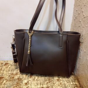 Classic Chocolate Brown Tote — Tote + Detachable Crossbody Set* 👜