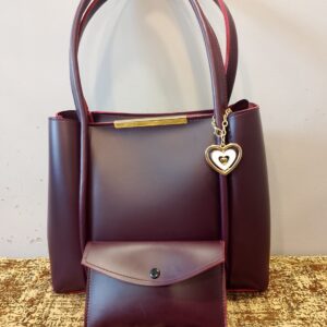 Elegant Ladies Handbag with Free Mini Pouch & Heart Keychain – Stylish & Spacious