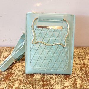 Mint Green Handbag with Unique Gold Speech Bubble Handle