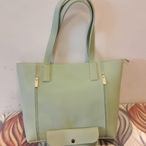 Elegant Pastel Green Tote Bag with Matching Wallet