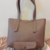 Minimalist Taupe Tote Bag with Matching Snap Pouch