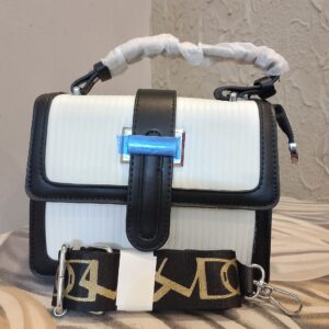 Imported Two-Tone White and Black Crossbody Bag with Bold Strap